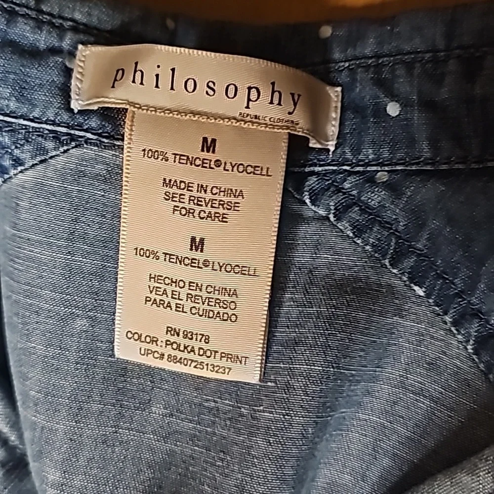 Med Philosophy polka dotted denim like shirt dress with pockets - Picture 9 of 9